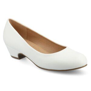 Journee Women Saar Comfort Insole Round Toe Block Heel Pumps Size 10M, White